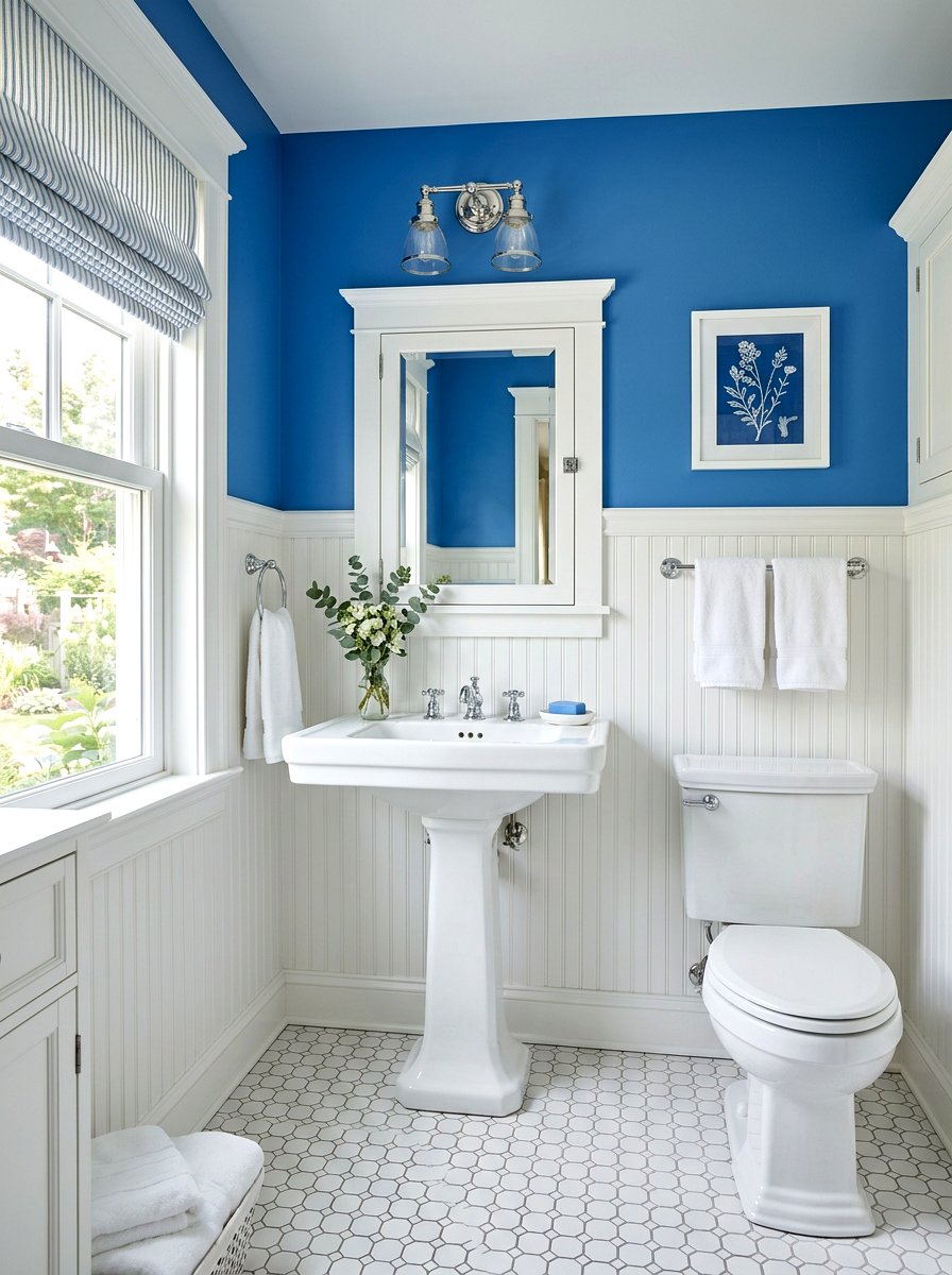 White beadboard wainscoting - 30 coastal grandmother bathroom ideas
