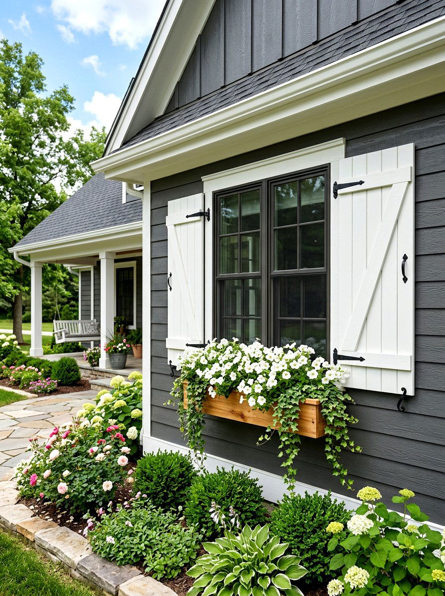 White board and batten shutters - 30 shutters and flower box ideas