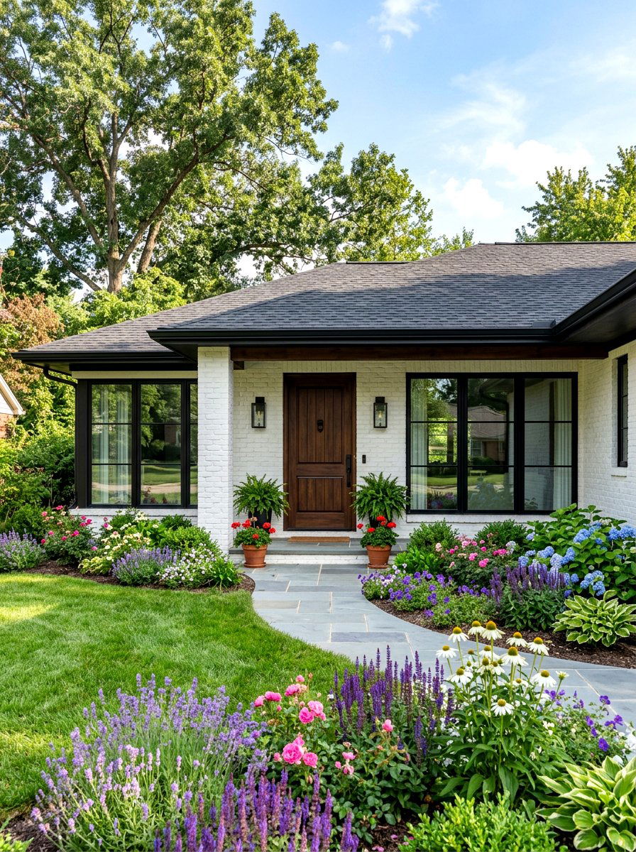 White brick ranch house - 30 ranch house exterior ideas
