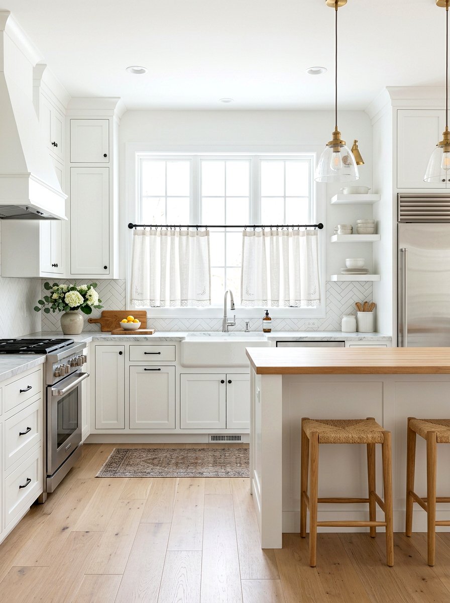 White cafe curtains - 30 kitchen curtain sink ideas