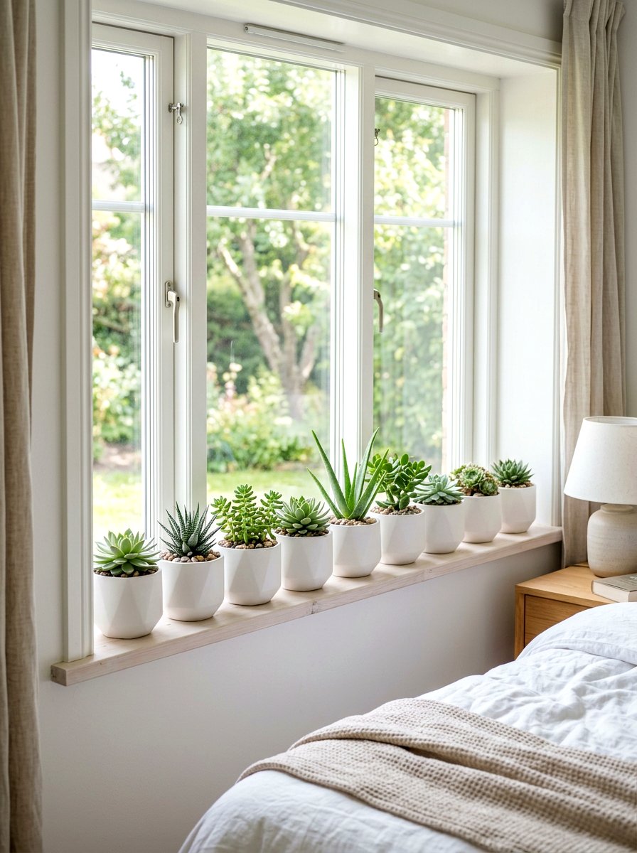 White ceramic minimalism - 30 succulent windowsill ideas