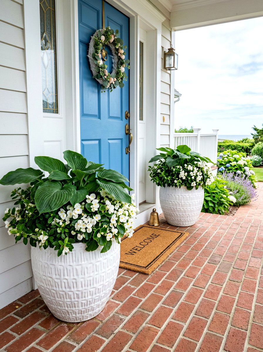 White ceramic porch pots - 30 front porch planter ideas