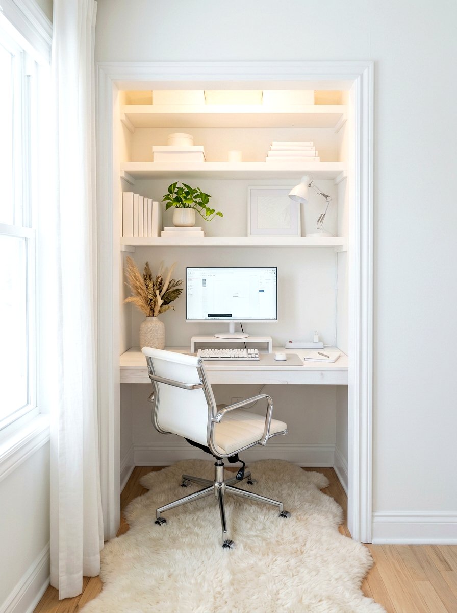 White closet office - 30 closet office ideas