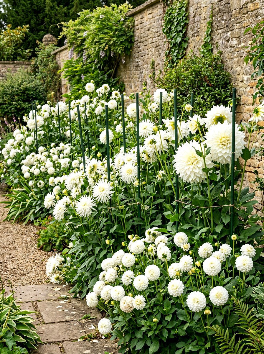 White dahlia garden border - 30 white garden border ideas