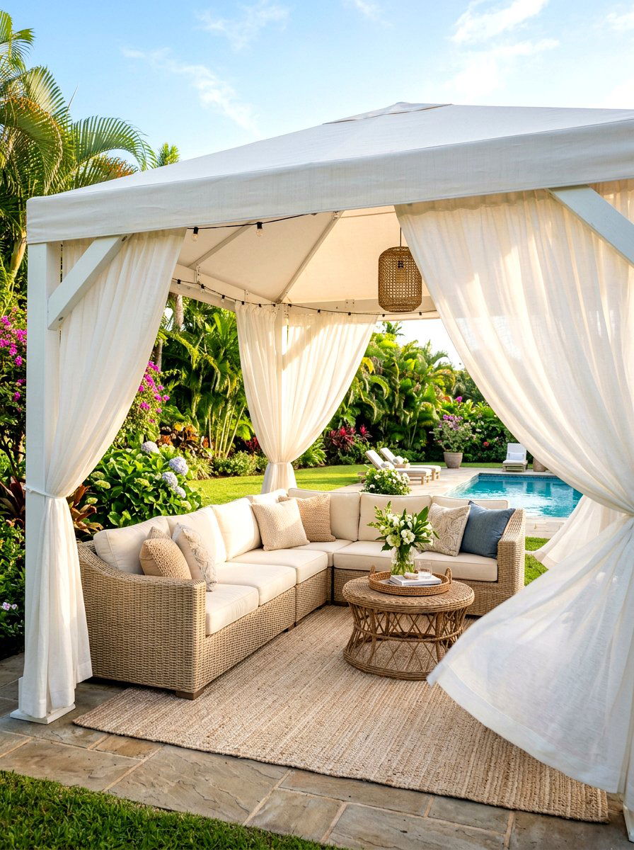 White fabric garden gazebo - 30 garden party gazebo ideas