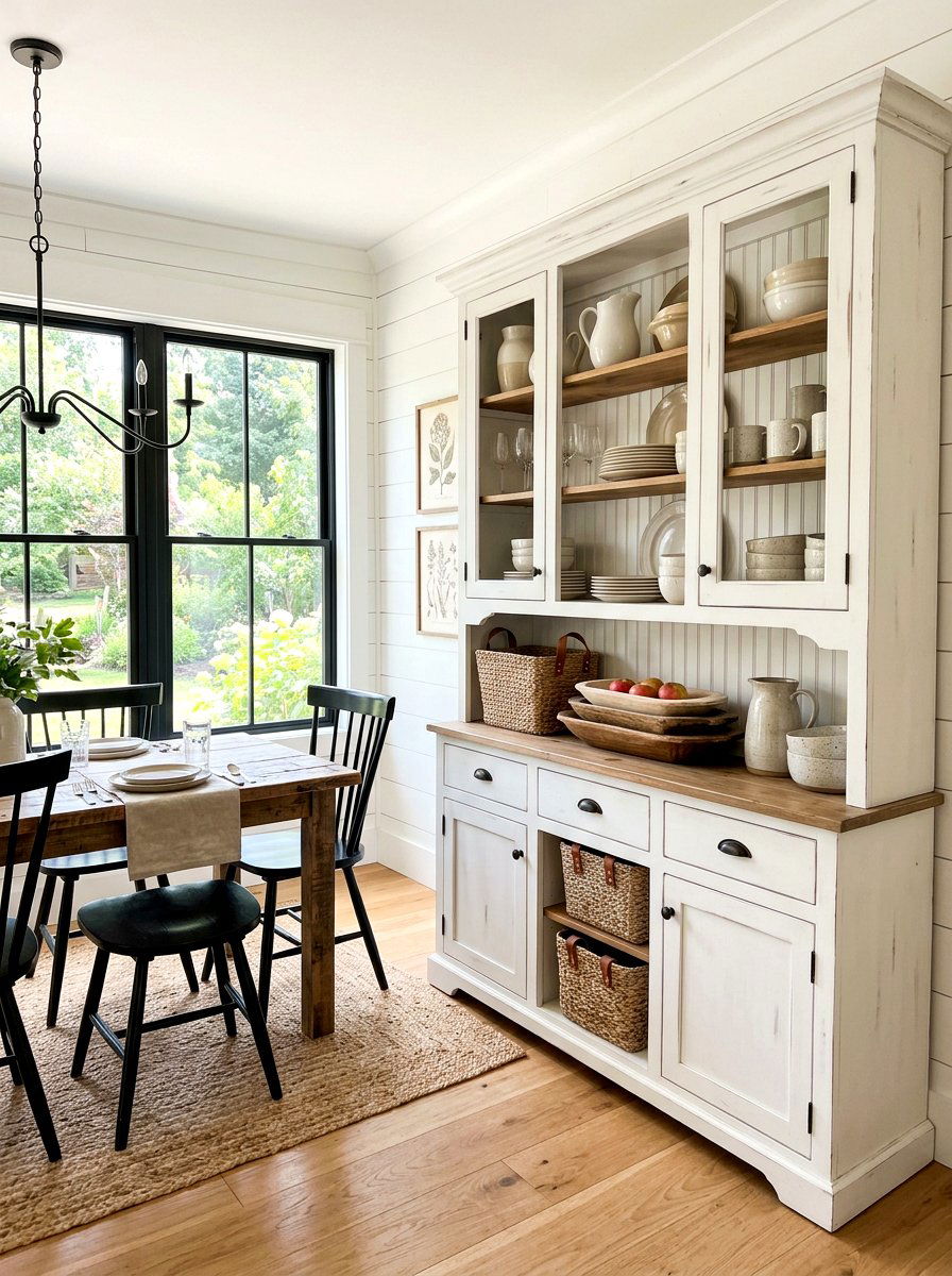 White farmhouse hutch - 30 statement hutch dining ideas