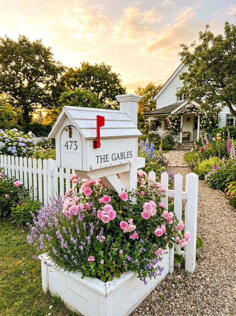 White farmhouse mailbox planter - 30 mailbox planter box ideas