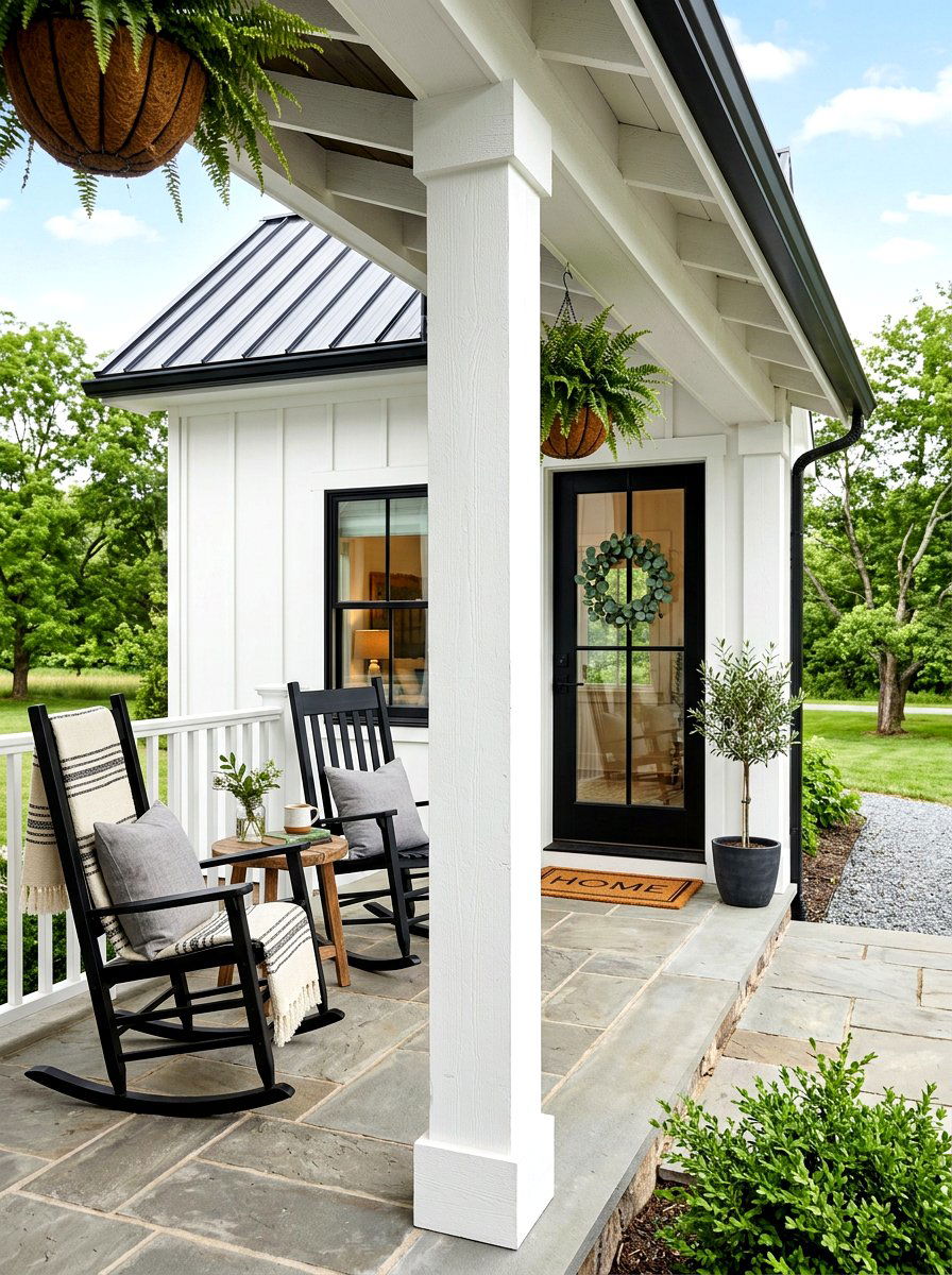White farmhouse porch column - 30 porch column ideas
