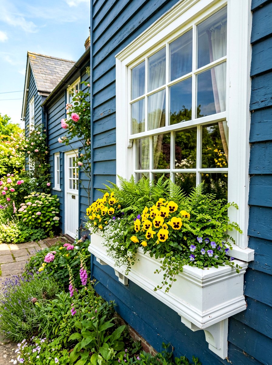White farmhouse window box - 30 window box ideas