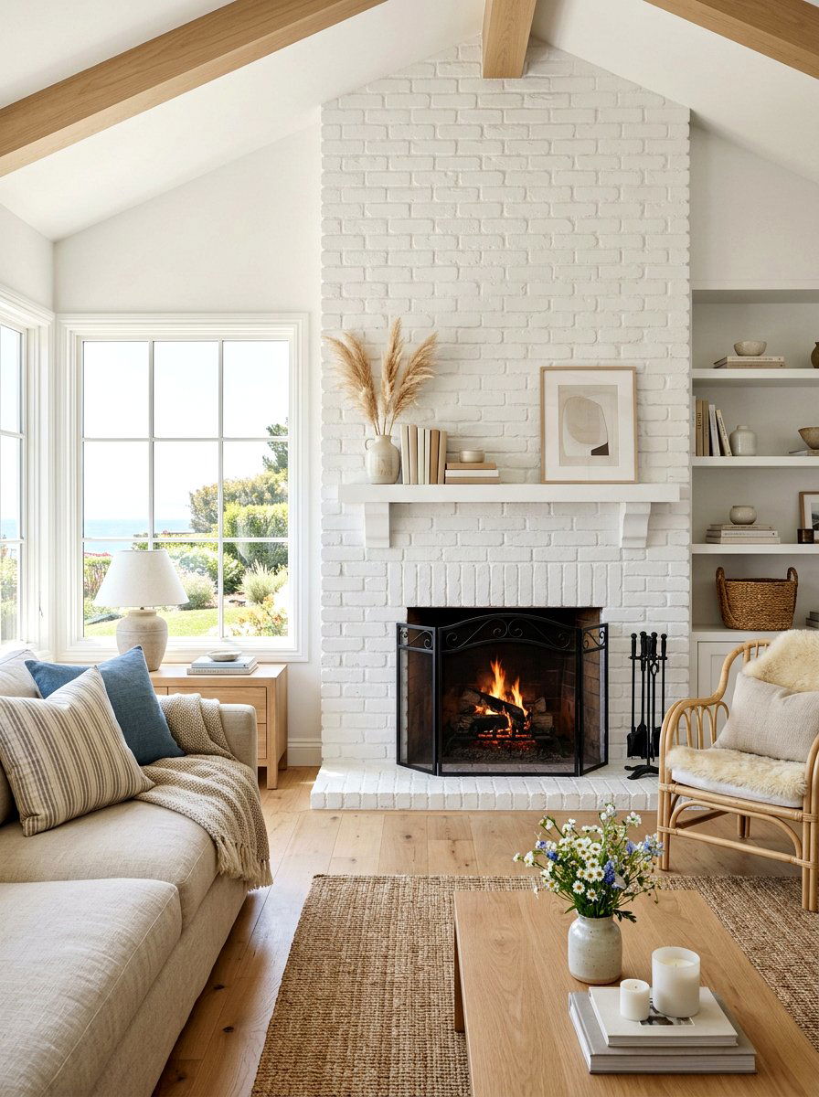White fireplace - 30 living room fireplace ideas