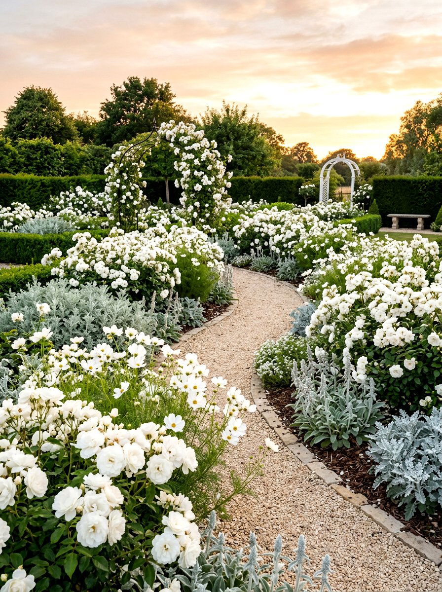 White flower garden - 30 cottage cutting garden ideas
