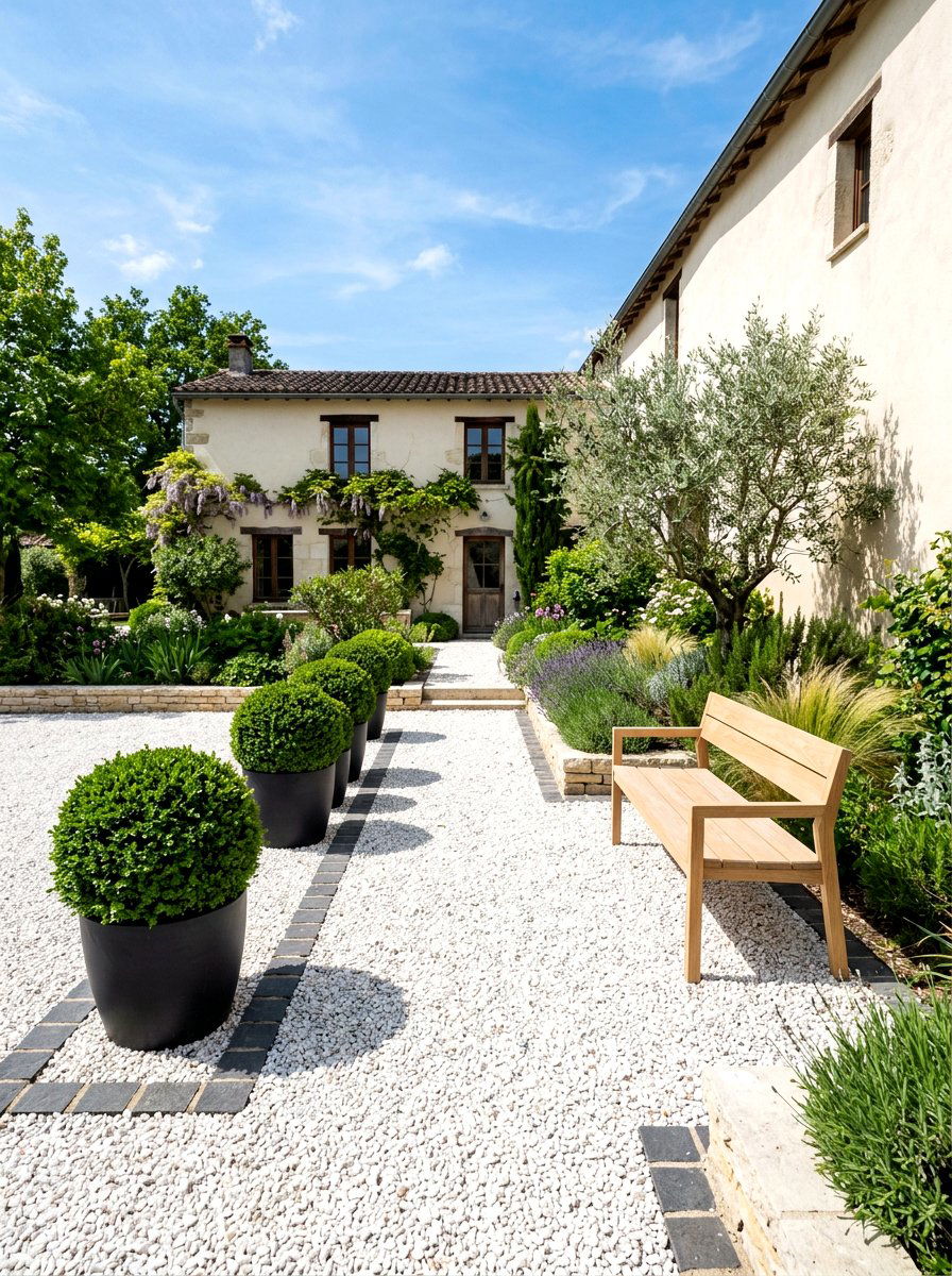 White gravel courtyard - 30 enclosed courtyard ideas