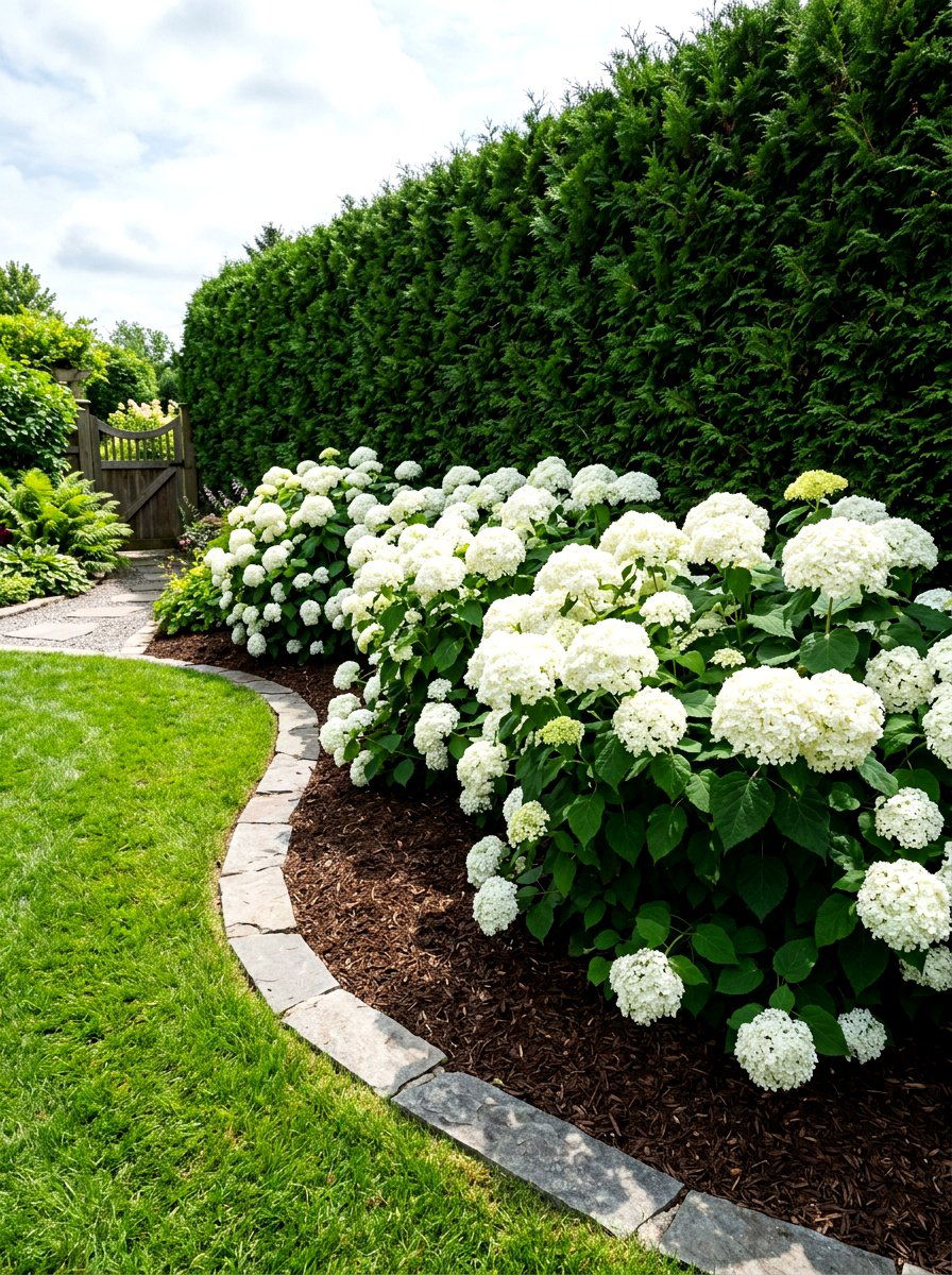 White hydrangea garden border - 30 white garden border ideas