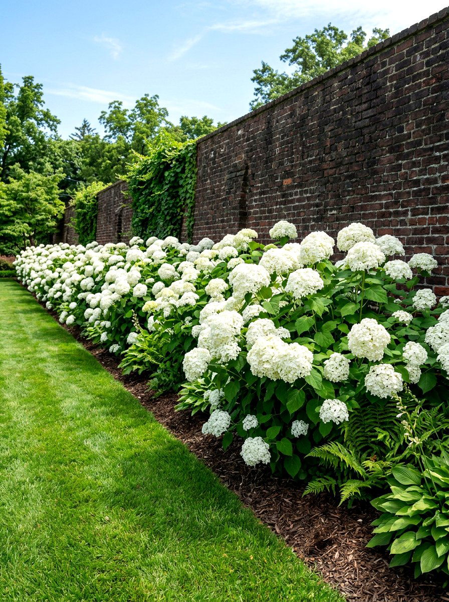 White hydrangea shrub - 30 formal front garden ideas
