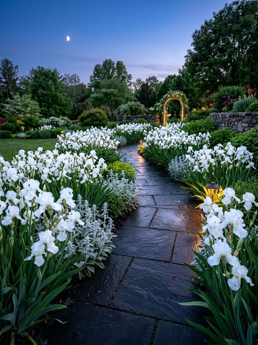 White iris moon garden - 30 iris garden ideas