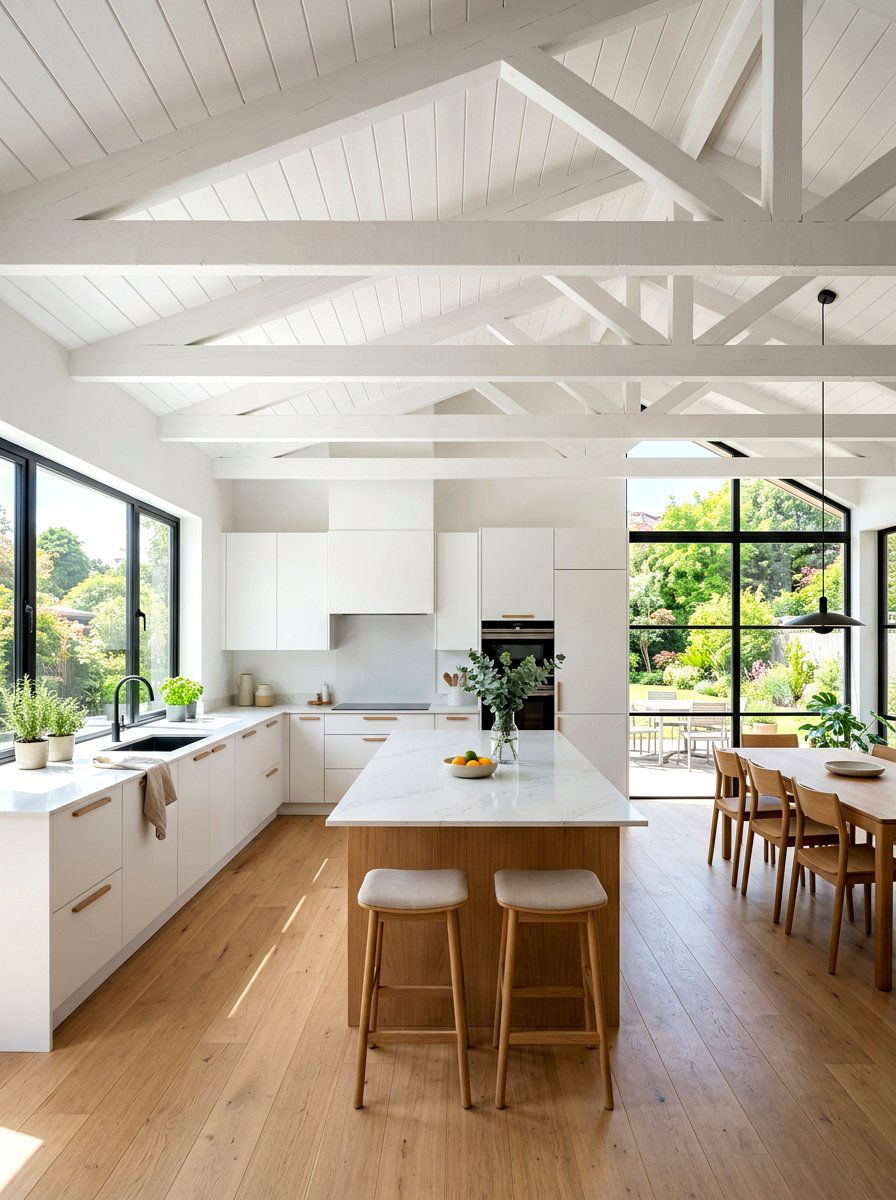 White kitchen ceiling beams - 30 kitchen ceiling beam ideas