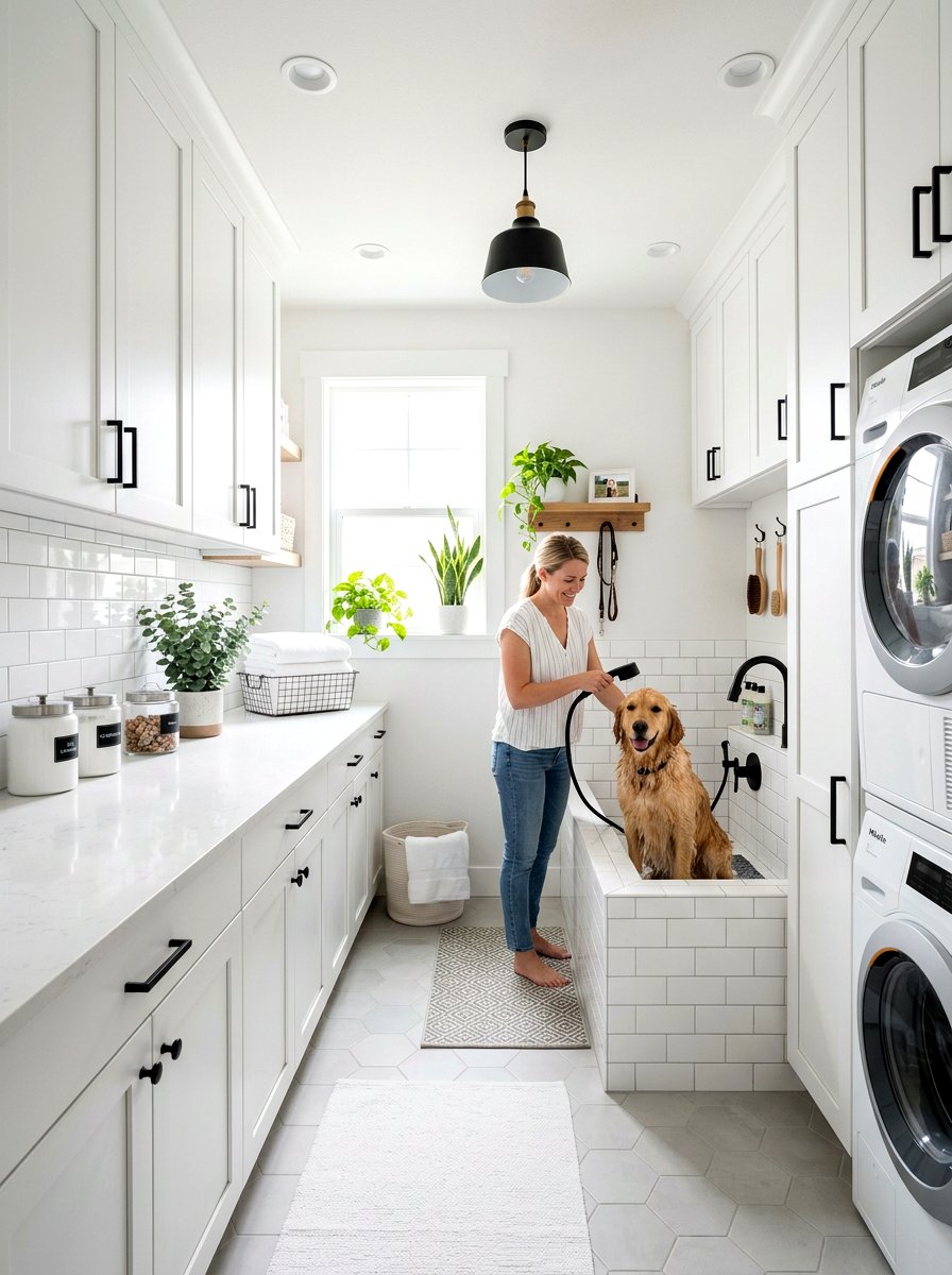 White laundry room dog bath - 30 pet washing station laundry ideas