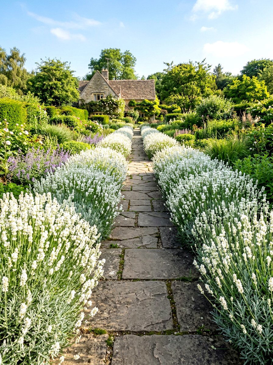 White lavender border - 30 white garden border ideas