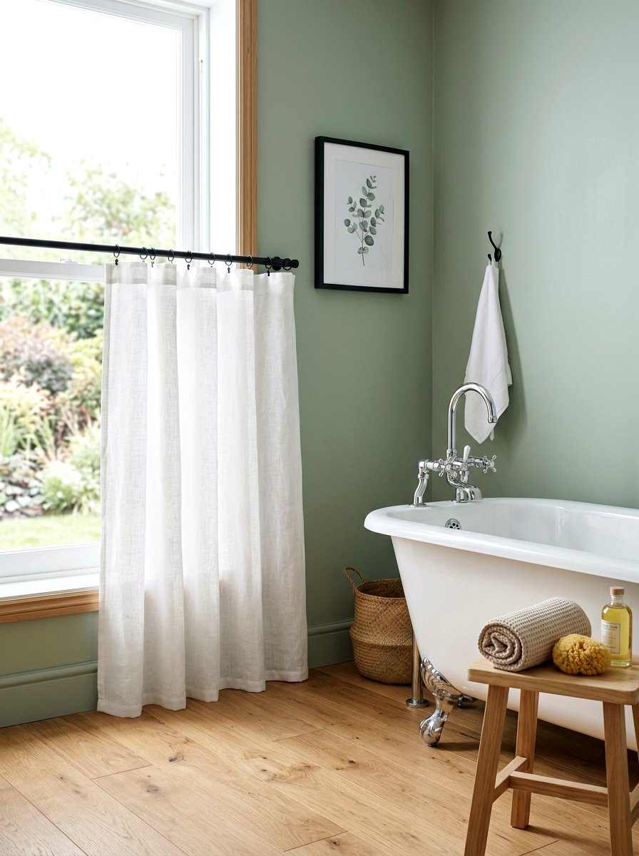 White linen cafe curtain bathroom - 30 cafe curtain bathroom ideas