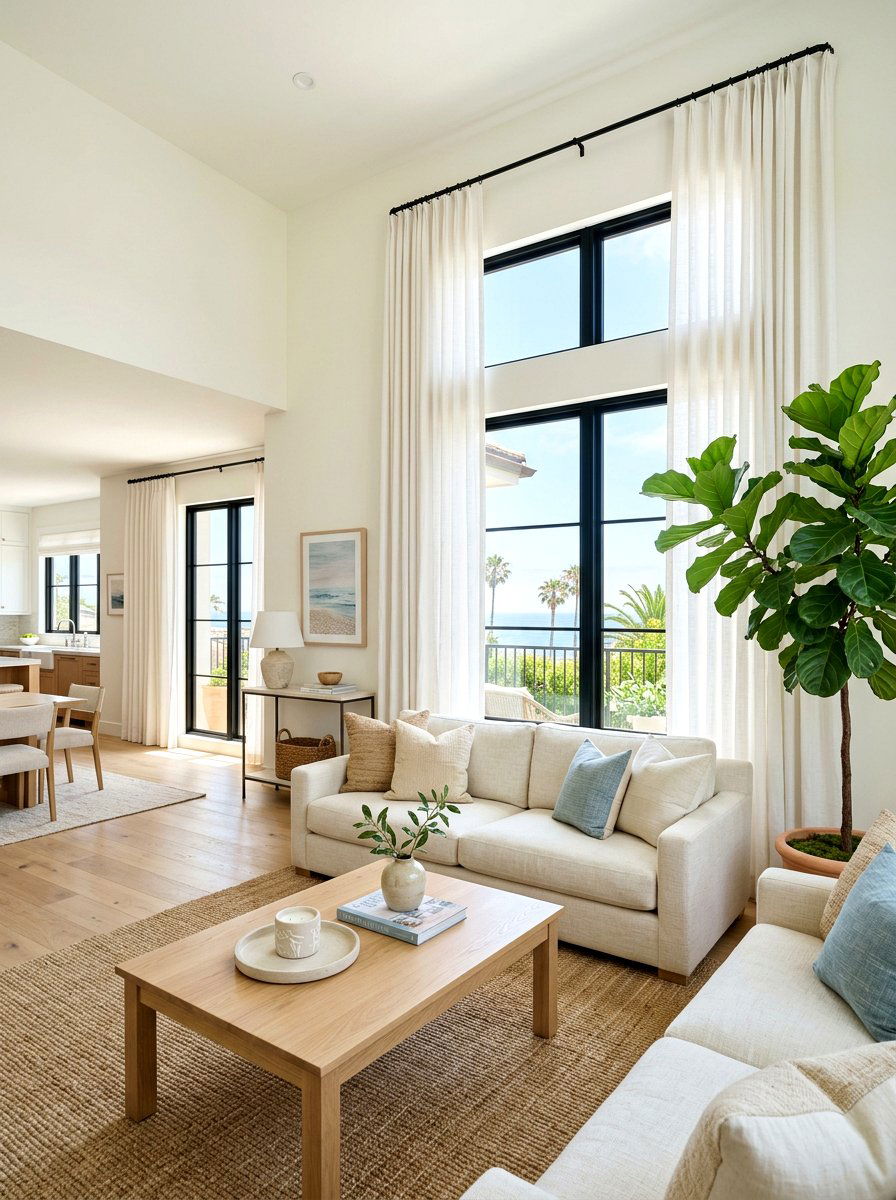 White linen curtains - 30 sheer curtain ideas