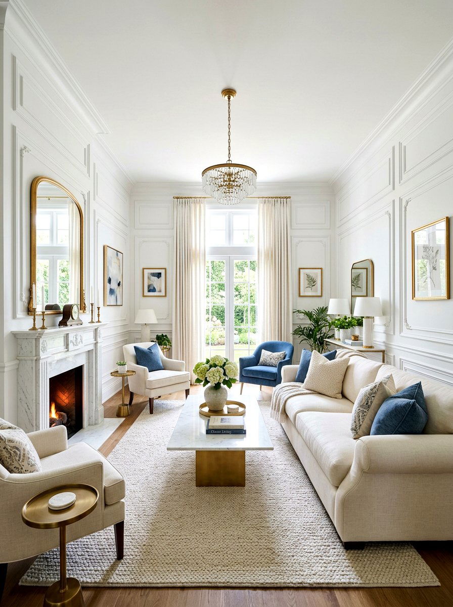White living room picture frame molding - 30 picture frame molding ideas