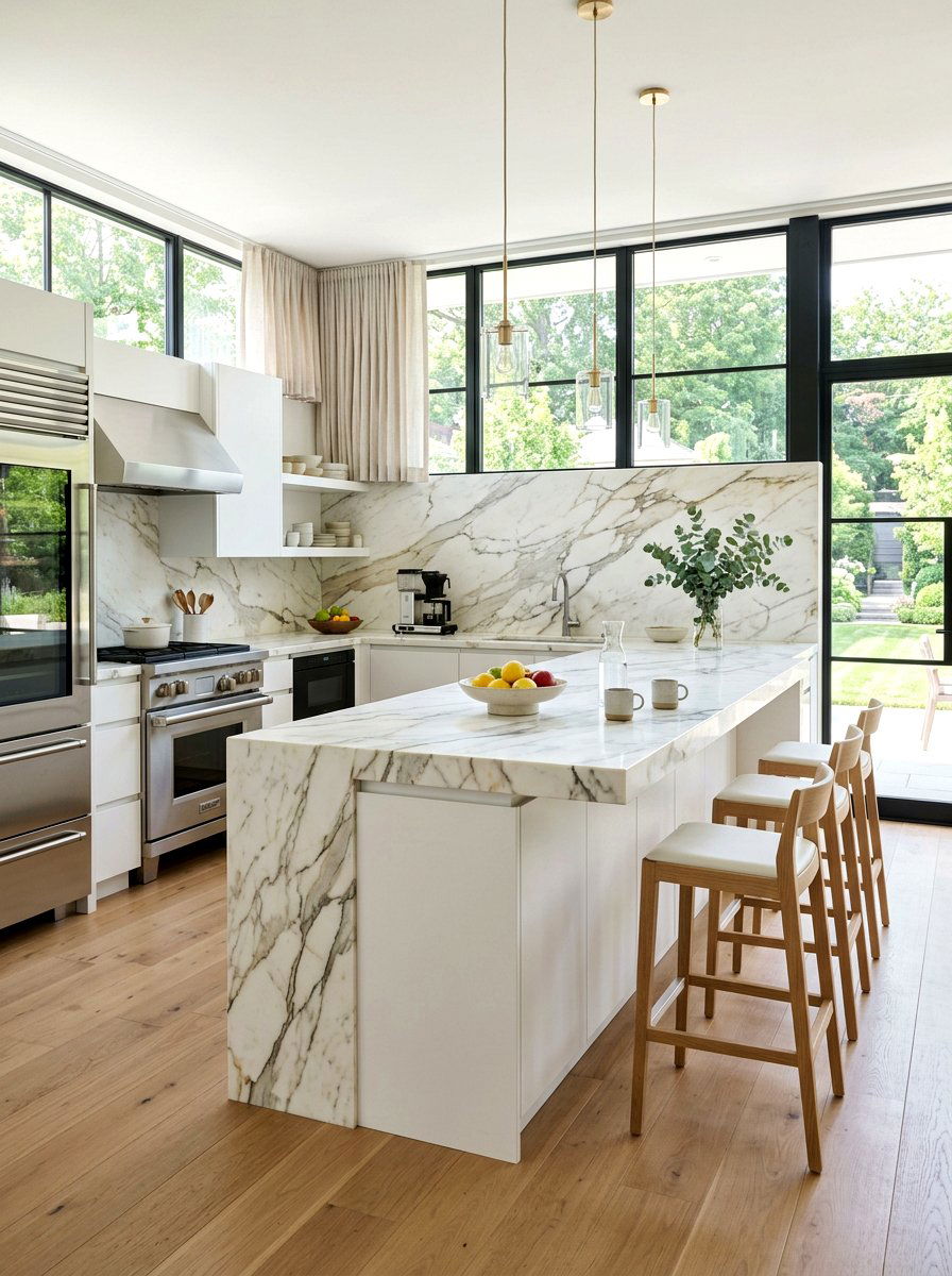 White marble breakfast bar cabinet - 30 breakfast station cabinet ideas