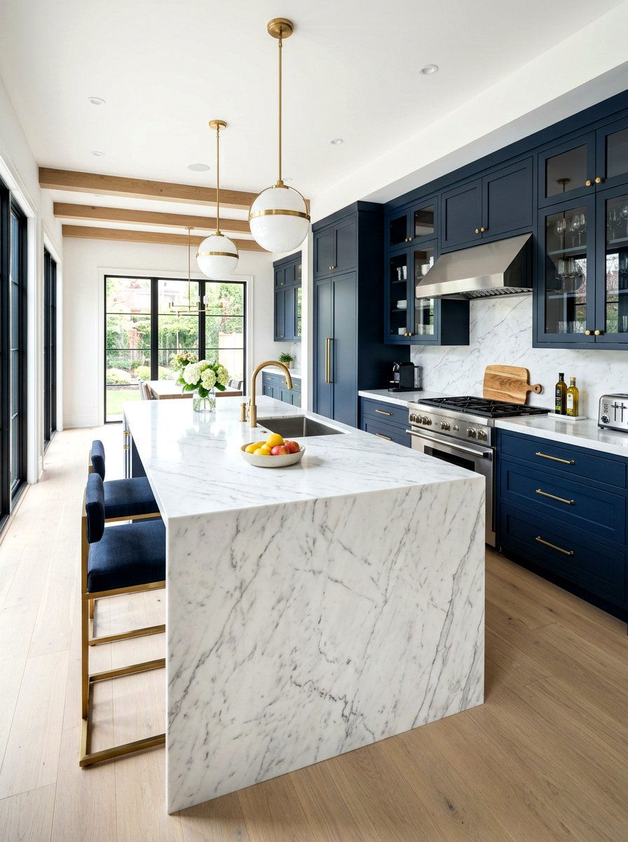 White marble kitchen countertops - 30 French country kitchen ideas