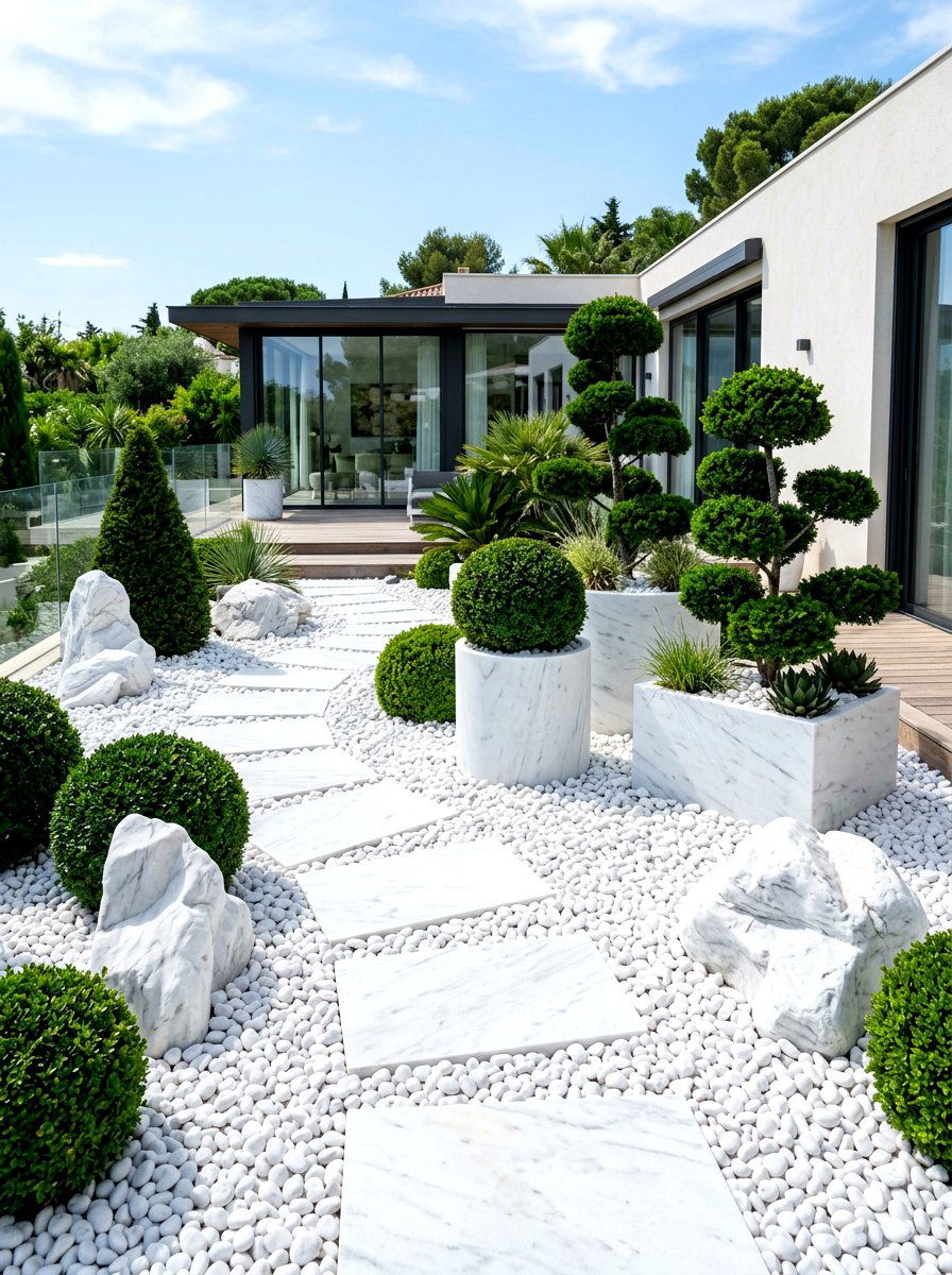 White marble rock garden - 30 garden rock ideas