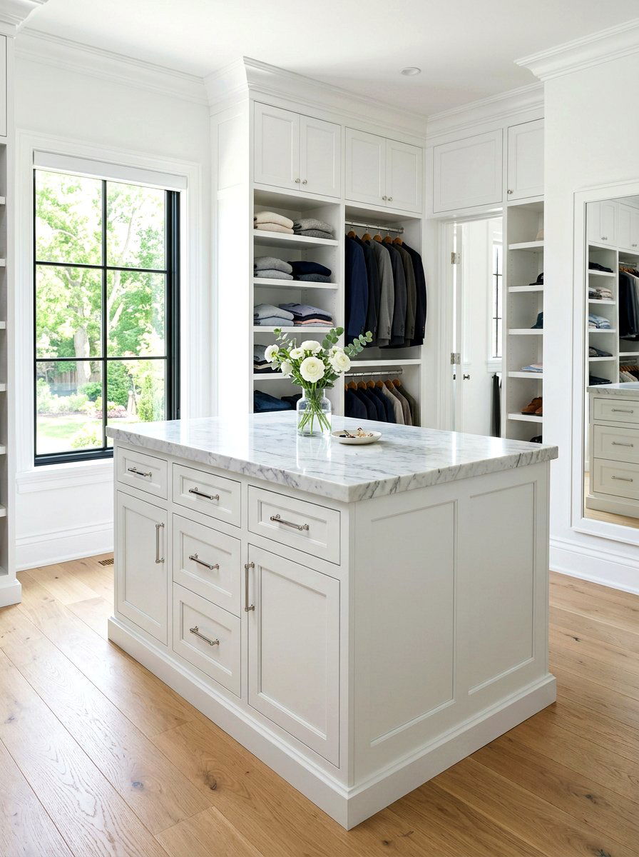 White marble top closet island - 30 island dresser closet ideas