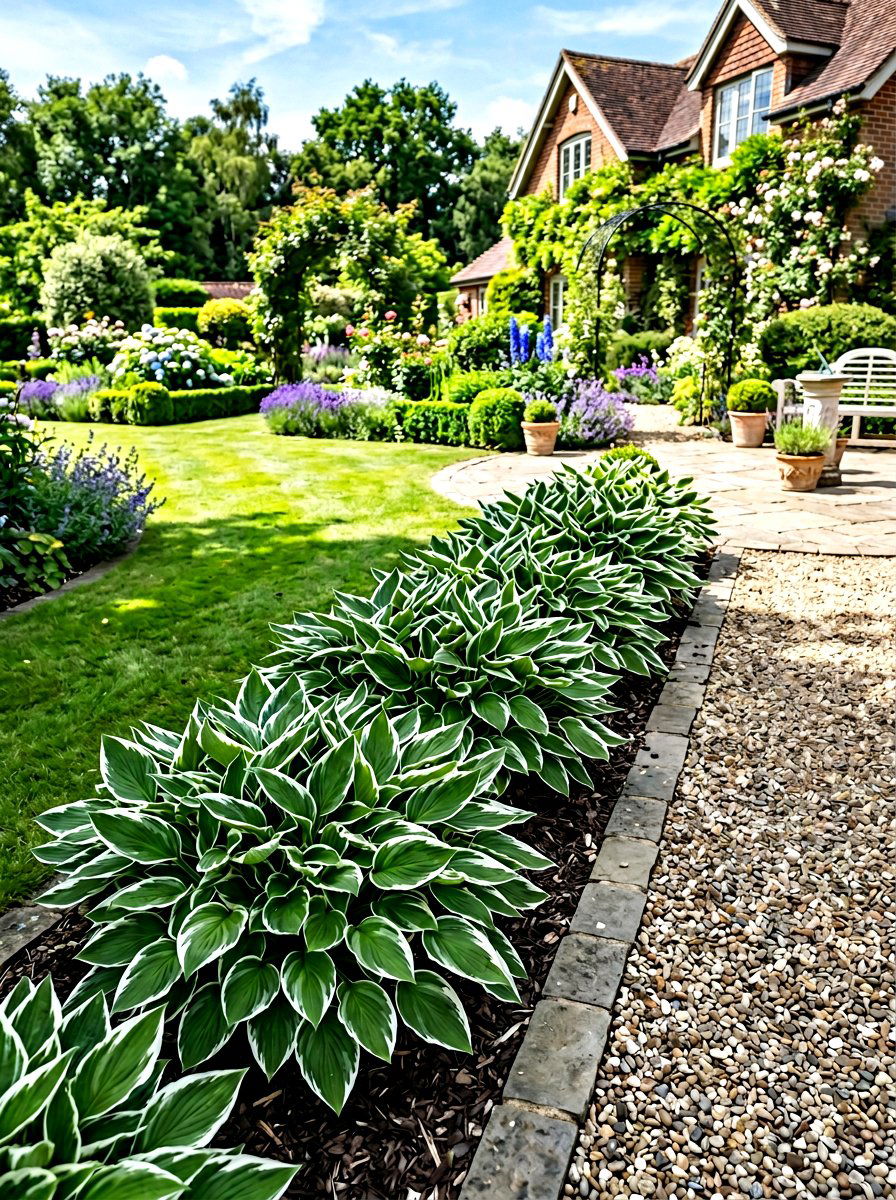 White margin hosta border - 30 hosta border ideas