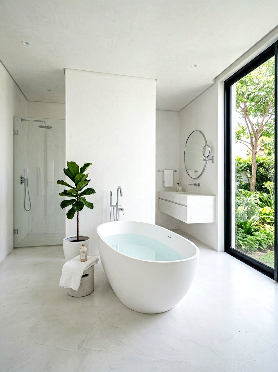 White microcement bathroom - 30 microcement bathroom ideas