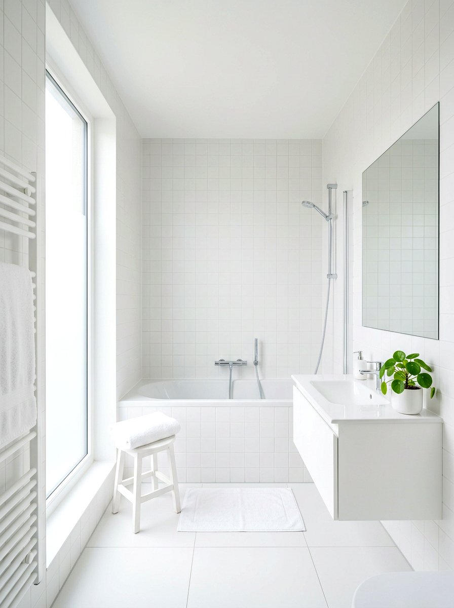 White minimalist bathroom design - 30 alcove tub styling ideas