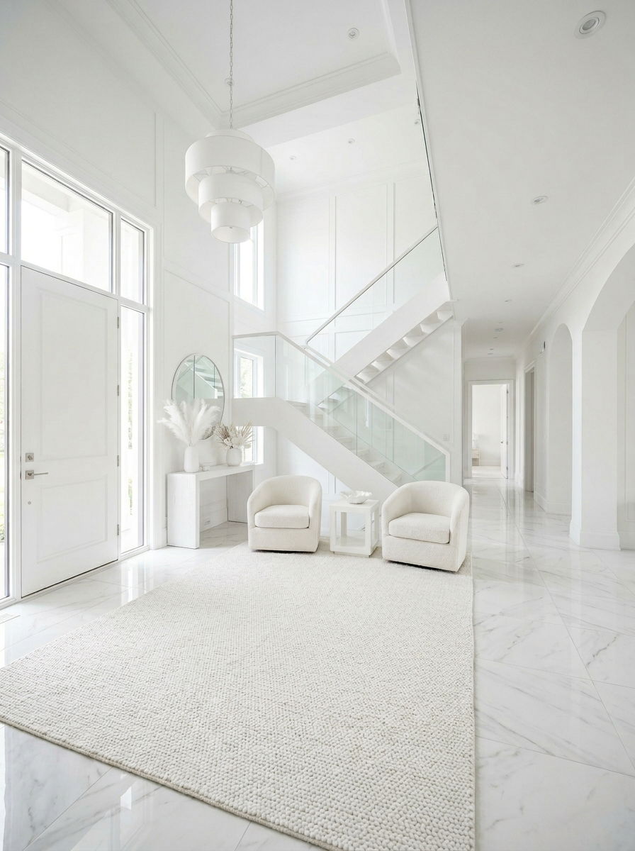 White monochromatic foyer - 30 small entryway ideas