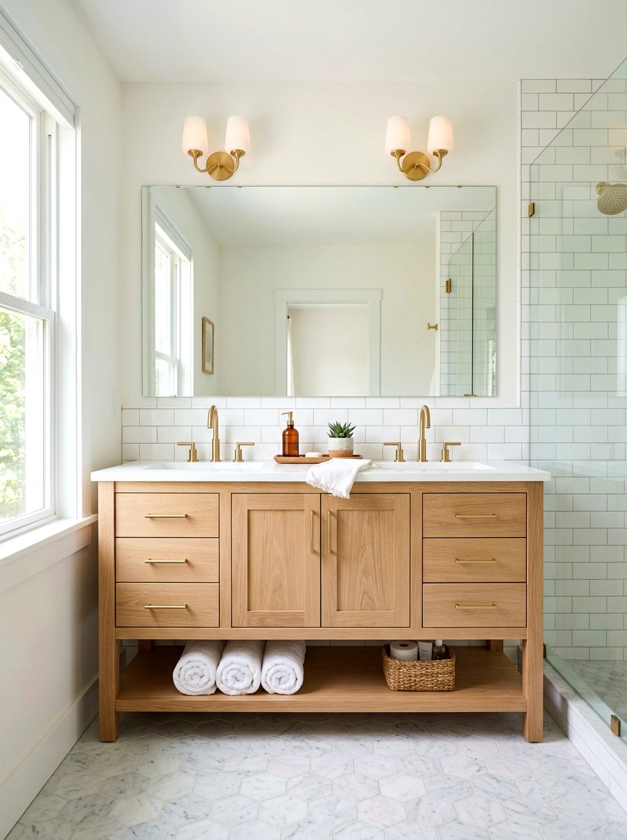 White oak bathroom vanity - 30 farmhouse bathroom vanity ideas