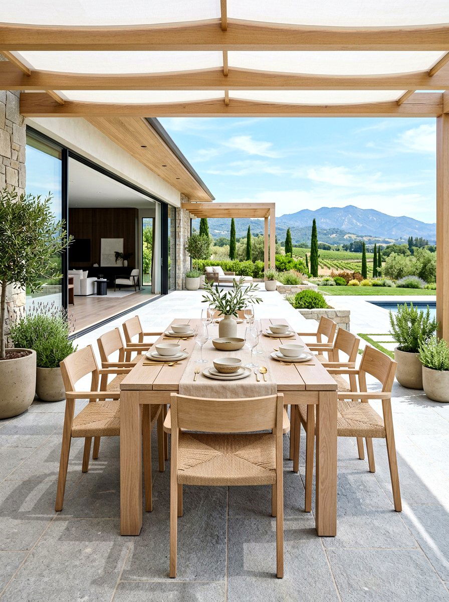 White oak patio furniture - 30 warm minimalist patio ideas