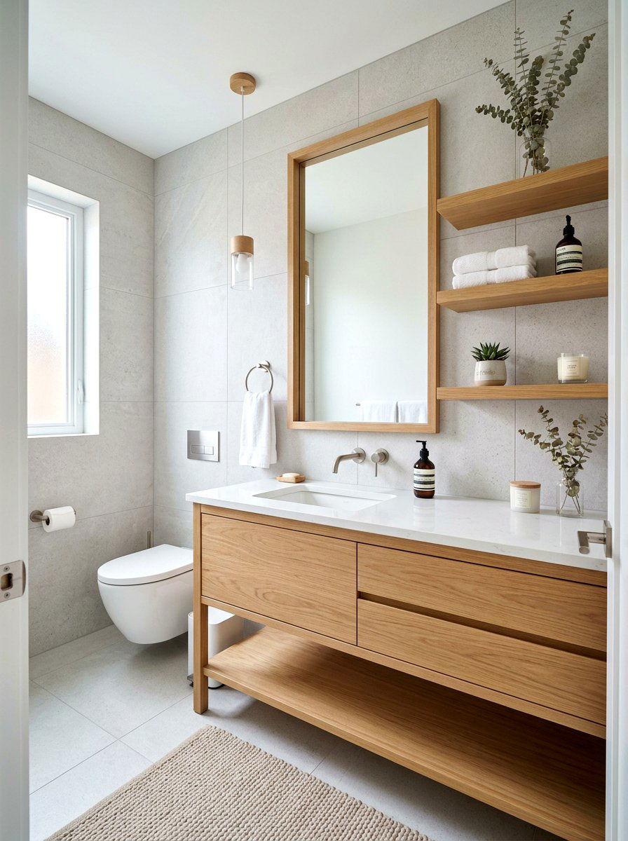 White oak powder room - 30 spa like powder room ideas