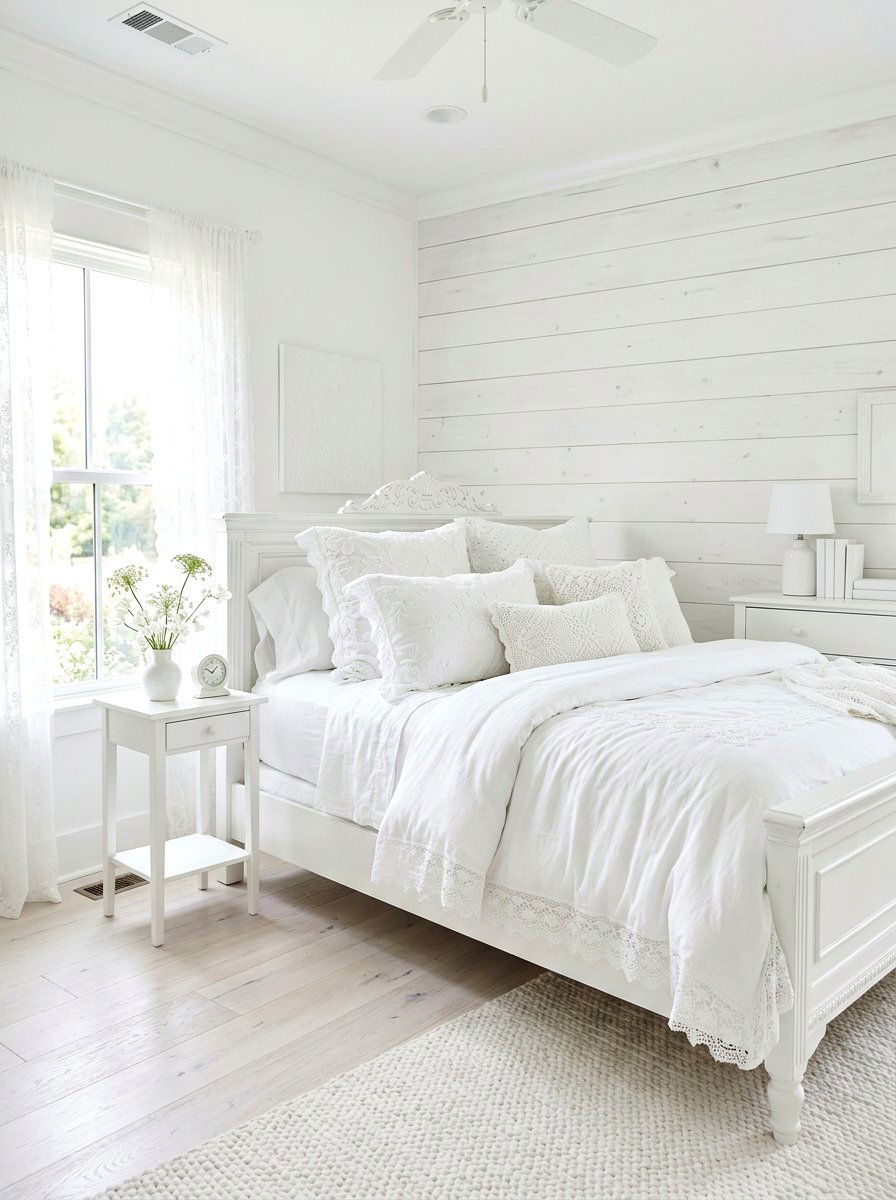 White on white lace bedroom - 30 cottage lace bedroom ideas
