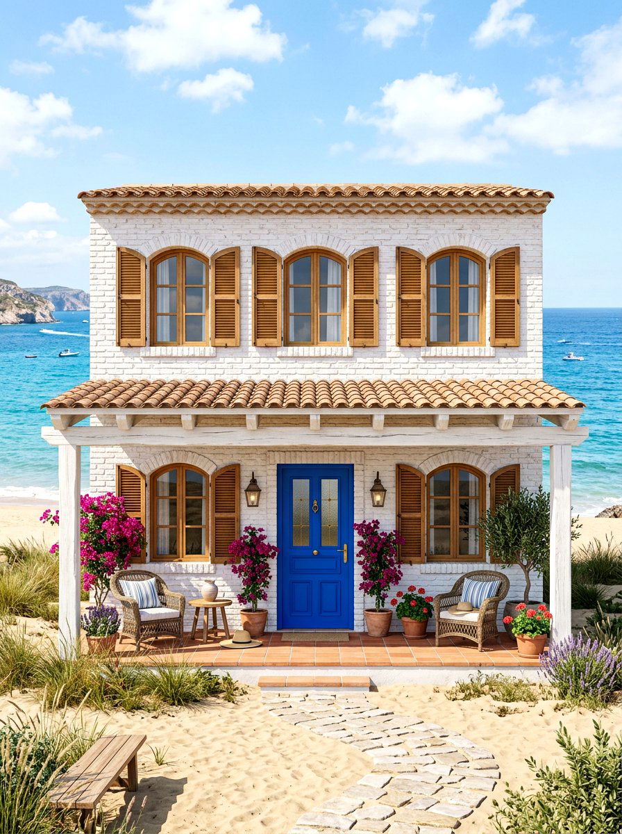 White painted brick beach house - 30 coastal exterior ideas
