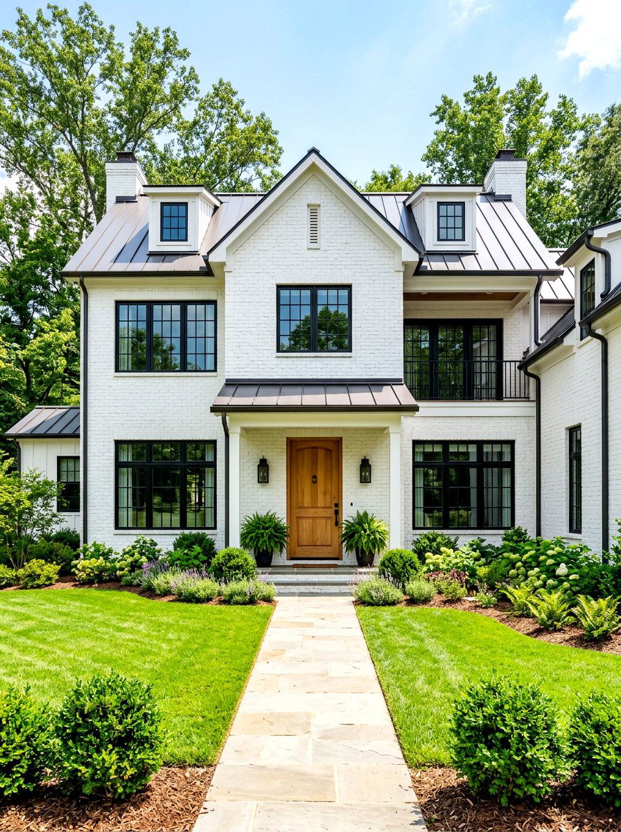 White painted brick house - 30 painted brick house ideas