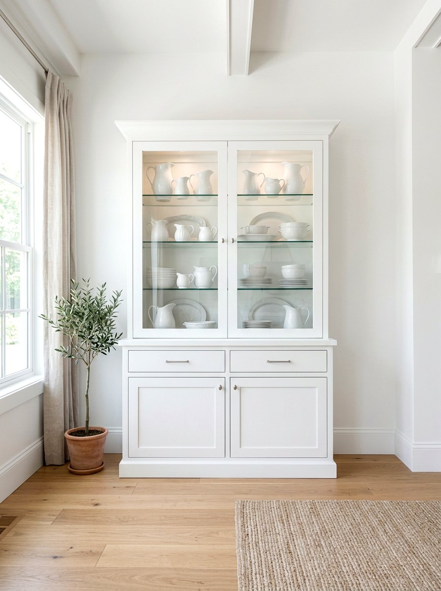 White painted china cabinet - 30 china cabinet makeover ideas