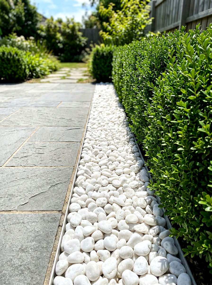 White pebble border - 30 modern garden ideas
