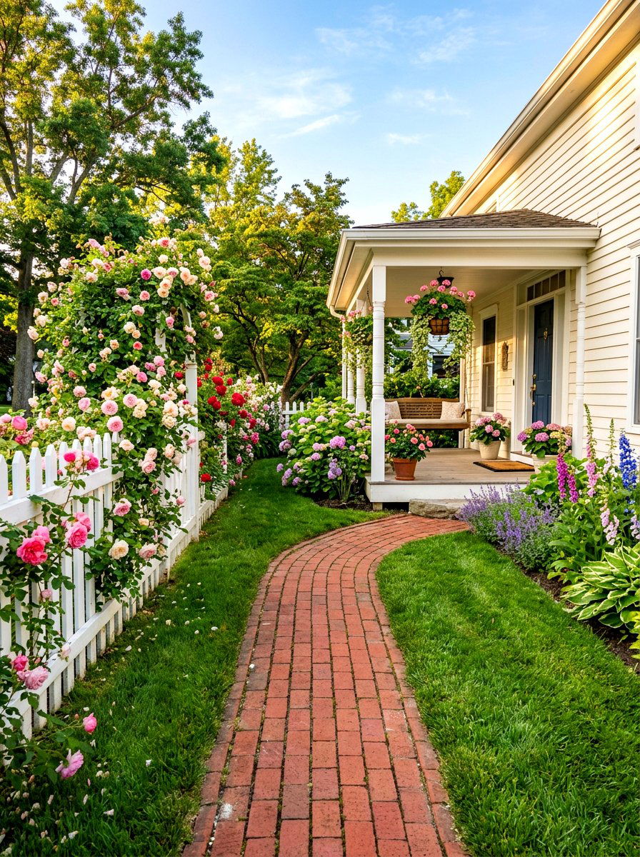 White picket fence garden - 30 Nancy Meyers front porch ideas