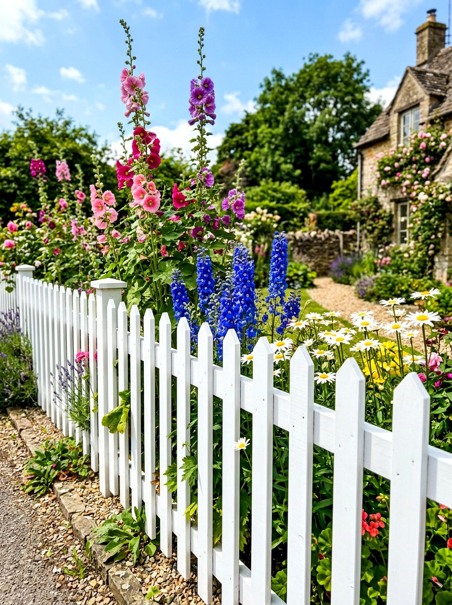 White picket fence garden - 30 cottage front yard garden ideas