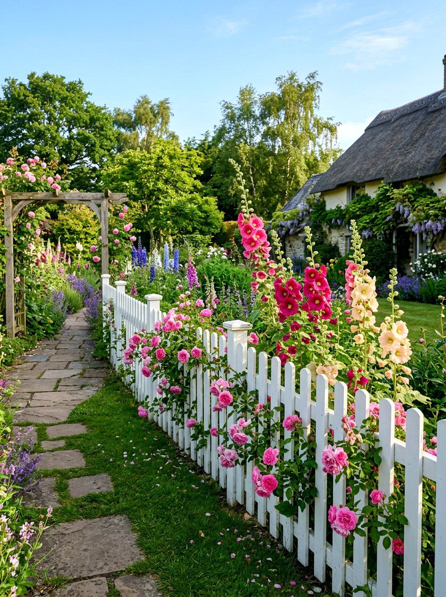 White picket fence landscaping - 30 cottagecore garden ideas