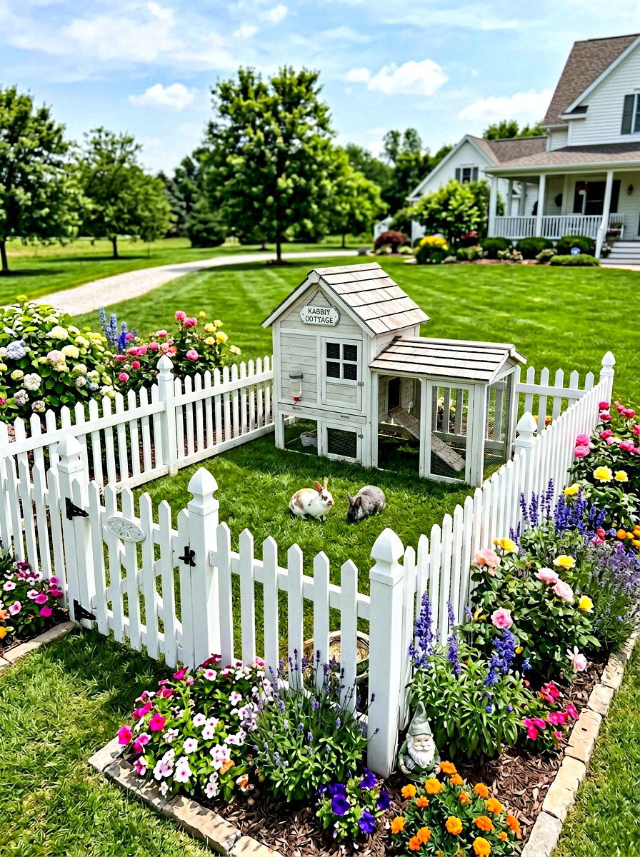 White picket fence rabbit enclosure - 30 rabbit hutch garden ideas