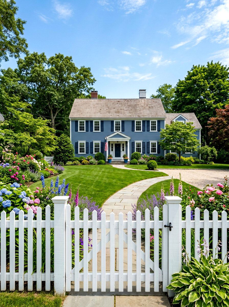 White picket fence - 30 colonial front yard ideas