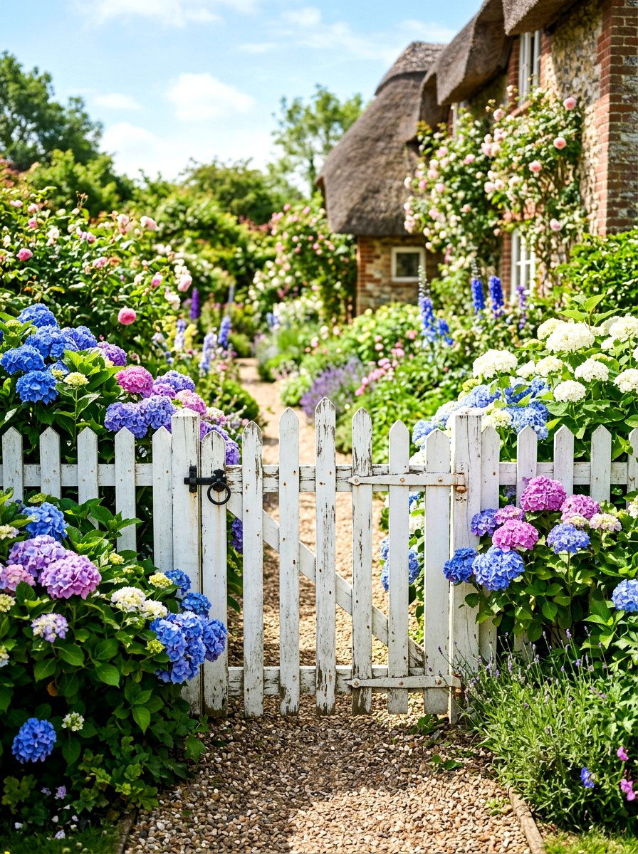White picket garden gate - 30 antique garden gate ideas