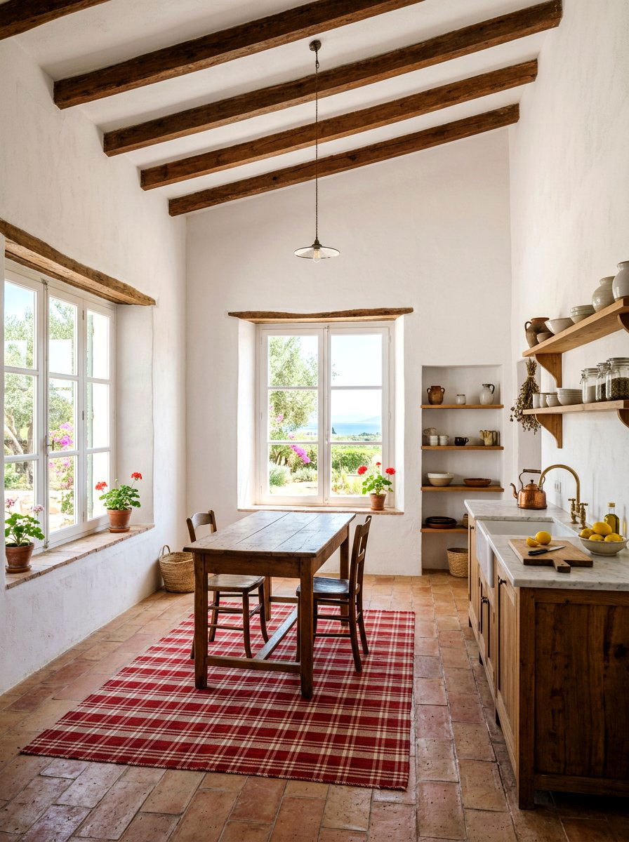 White plaster walls - 30 tomato girl kitchen ideas