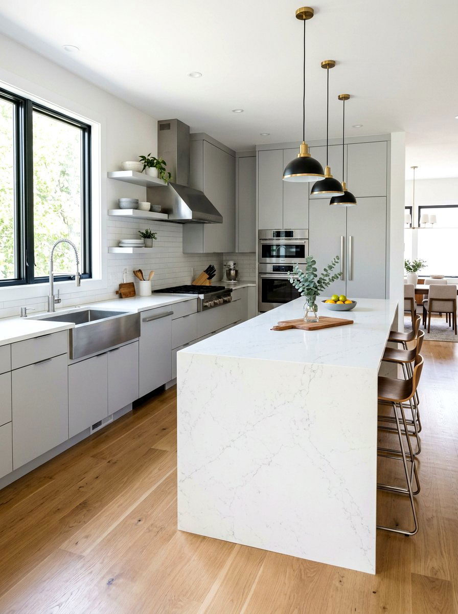 White quartz countertops - 30 condo kitchen ideas
