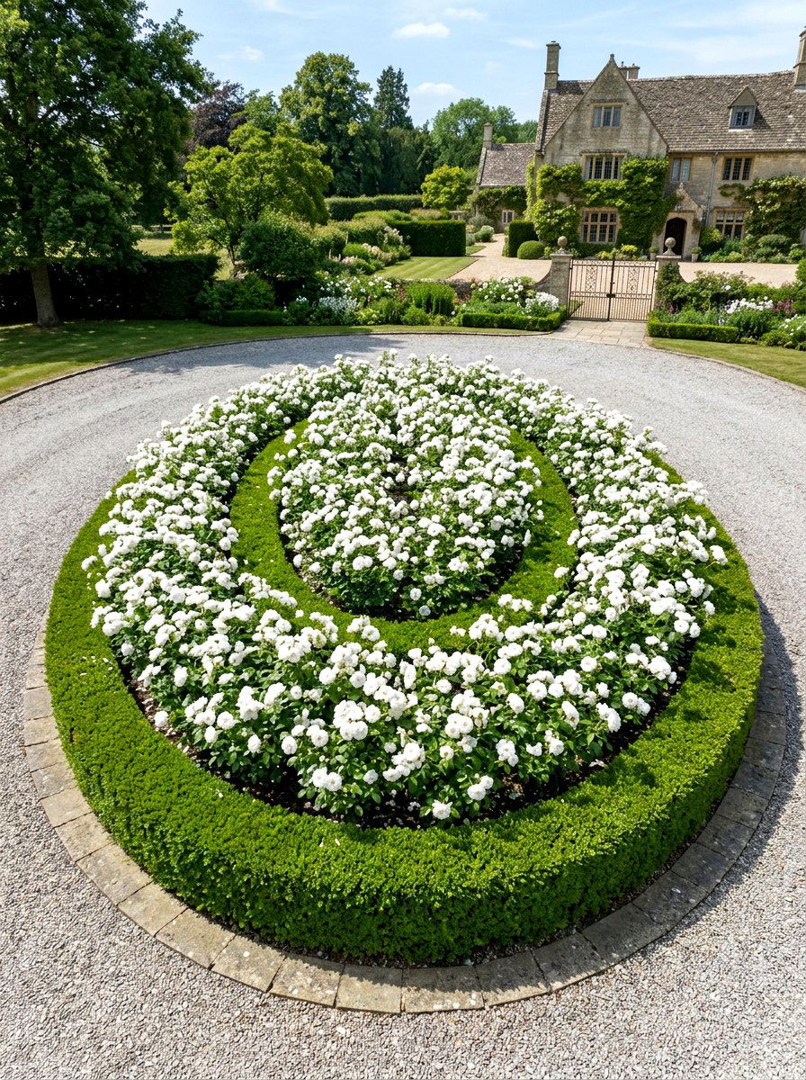 White rose flower bed - 30 white garden border ideas
